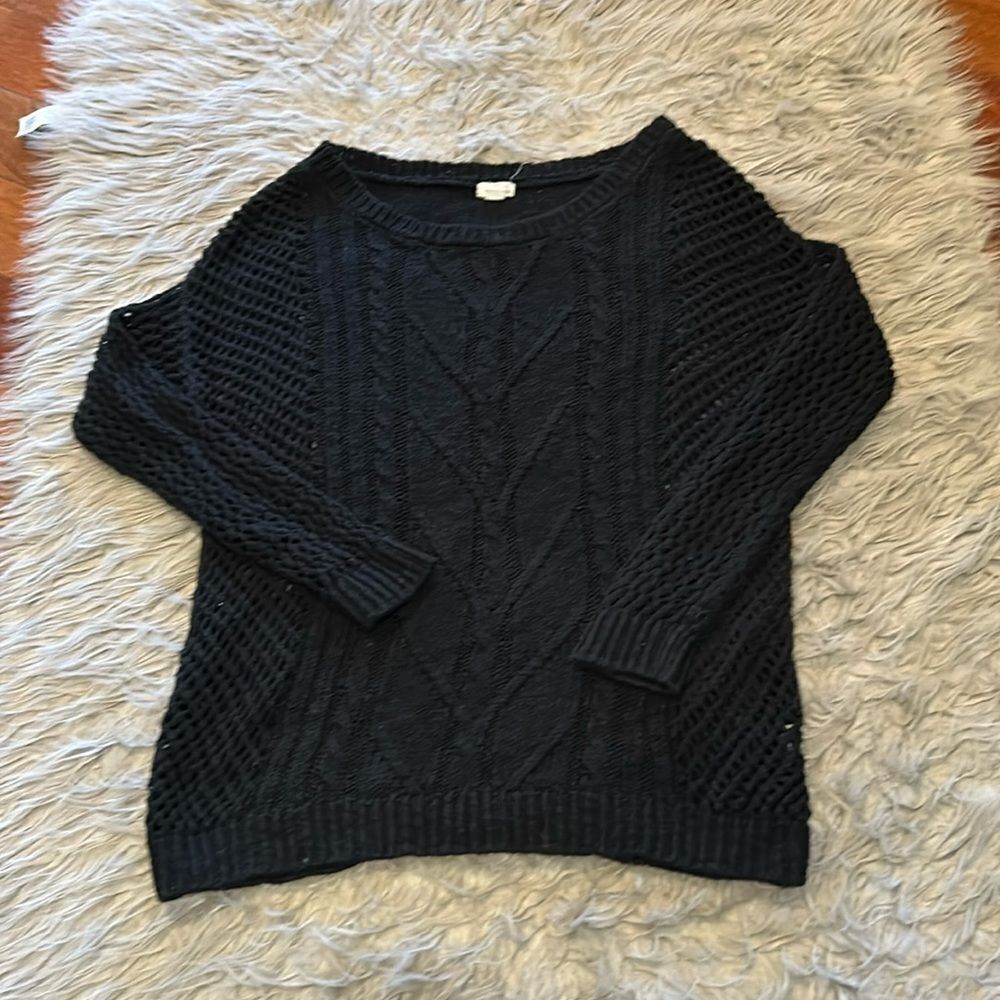 Garage women’s black open knit ribbed sweater size xs